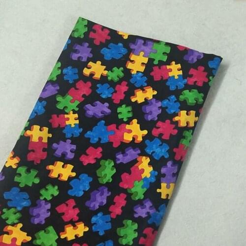 Black Colorful Bricks Printed Cotton Fabric 50x105cm Bricking Fabric Patchwork Cloth Bag Party Home Decoration