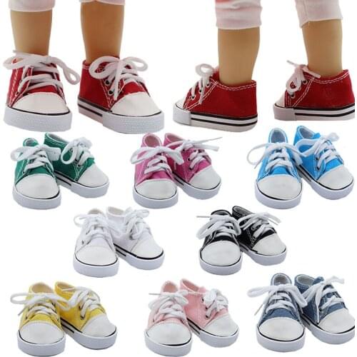7cm Doll Shoes Canvas Lace Up Sneakers Shoes for 18 inch Height American Dolls Accessories Dolls GIfts
