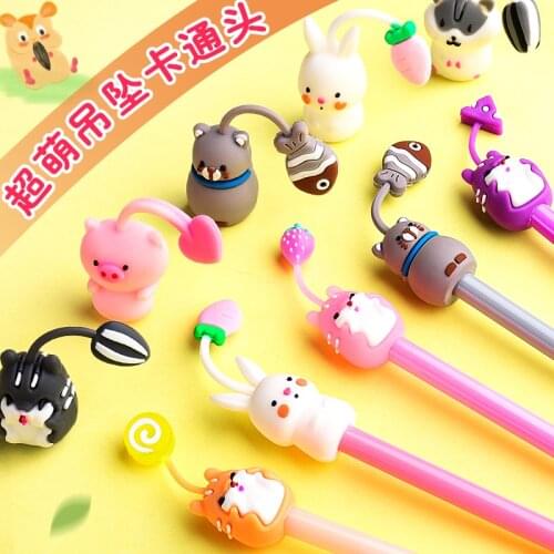 Korean cartoon gel pen cute super cute personality creative student black pen ink pen kawaii pen korean stationery cute