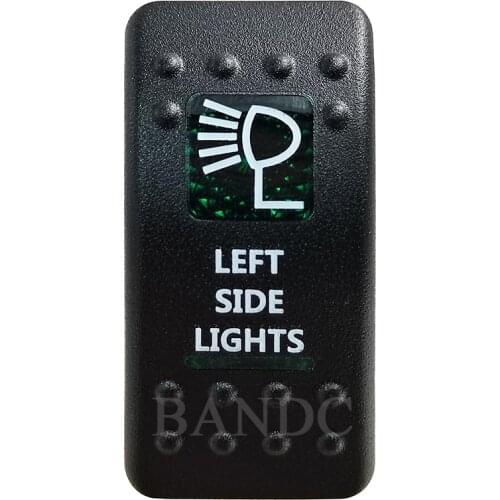 Cover Cap Only！LEFT SIDE LIGHTS Rocker Switch Cover Green Window Labeled for Car Boat Truck Carling ARB Control Cap Accessories
