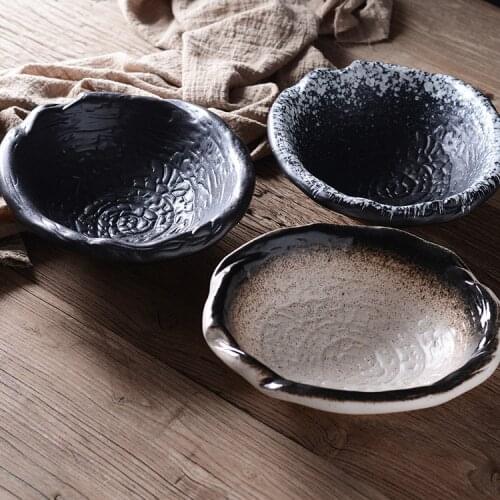 Outer water grain deformation bowl Lamian Noodles bowl Japanese and Korean glazed ceramic salad bowl retro rice soup bowl