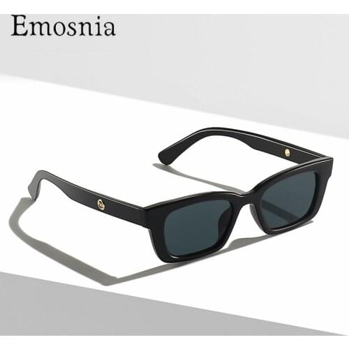Emosnia Fashion Small Square Sunglass Women Men Leopard Black Lens Classic Eyewear Rectangle Plastic Luxury Eyewear Goggle UV400