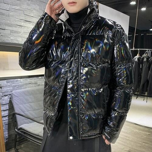 2021 Men Parka Winter Glossy White Duck Down Jacket Coat Mens Warm Jackets Male Stand Collar Zipper Down Coats Parkas
