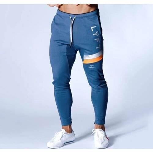 Mens Fitness Training Running Pants Cotton Men Gym Jogging Trousers Foot Mouth Zipper Casual Bottoms Splicing Track Pants
