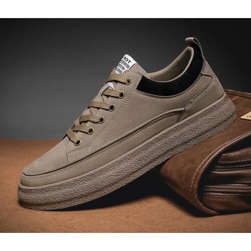 High Quality Suede Mens Casual Shoes Thick Bottom Non-Slip Mens Board Shoes Autumn Outdoor Walking Lace Up Shoes For Men