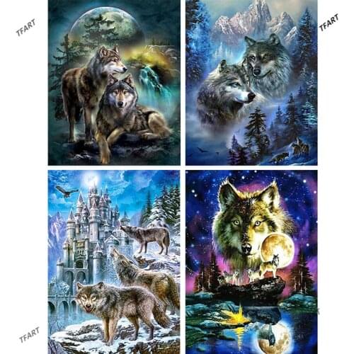 DIY Diamond Painting Diamond Embroidery Moon Wolf Diamond Mosaic Diamond Embroidery for Sale Home Decoration Diamond Painting Ki