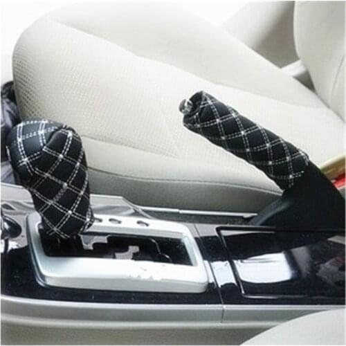 Wine series car hand brake gear 2 piece set universal manual automatic hand cover leather embroidery wholesale