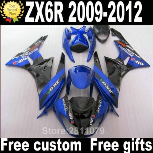 New hot moto parts fairing kit for Kawasaki Ninja ZX6R 09 10 11 12 blue black fairings set ZX6R 2009 2010 2011 2012 JH27