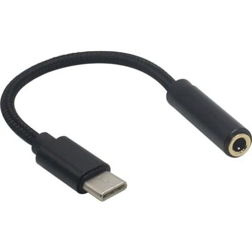 CatXaa Nylon Type-C to 3.5mm Earphone Cable Adapter AUX Audio Music Jack for Xiaomi 6 6X HUAWEI Mate10 P20 Smartisan Pro Pro2