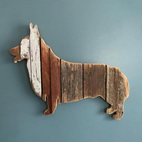 New Wood Carving French Bulldog Rustic Home Wall Hanging Decor Wooden Art Animal Dog Statue Wall Art Corgi Sculpture Ornament