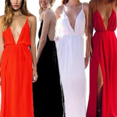 2014 New Fashion Sexy Deep V neck Backless Evening Ball Prom Party Long Maxi Beach Dress XE3159#S12