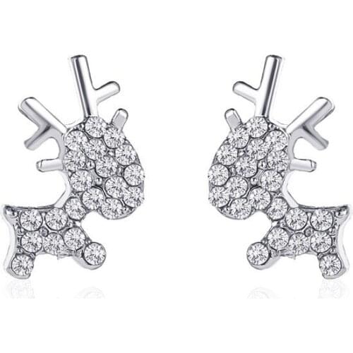 NEW Elk Crystal Deer Stud Earrings for Women Fashion Animal Earring Party Jewelry Gift Ornaments Pendientes Ear Studs
