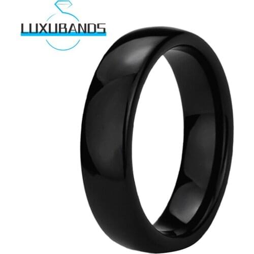 6MM Black Wemens Wedding Rings Tungsten Engagement Domed Bands Polished Finished Comfort Fit