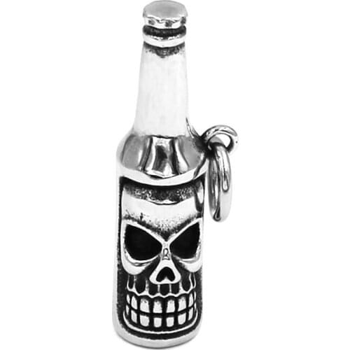 Beer Bottle Opener Pendant Stainless Steel Jewelry Personality Beer Bottle Opener Tool Bottle Skull Biker Pedant SWP0613A