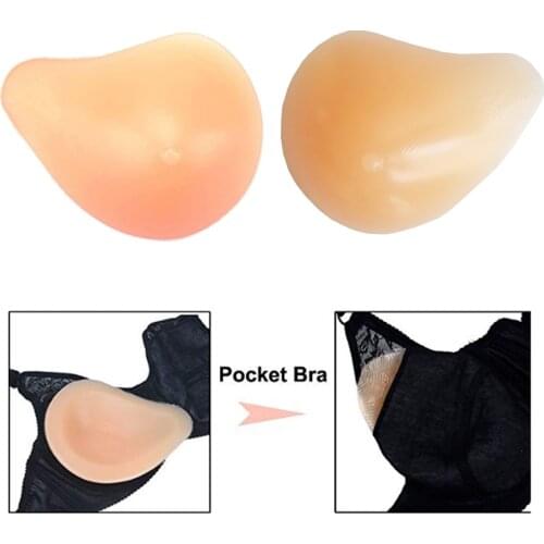 Pair Fake Boobs Booster Crossdresser Bra Cushion Silicone Breast Forms Shapes Breast C Cup Bra Pad Replacement