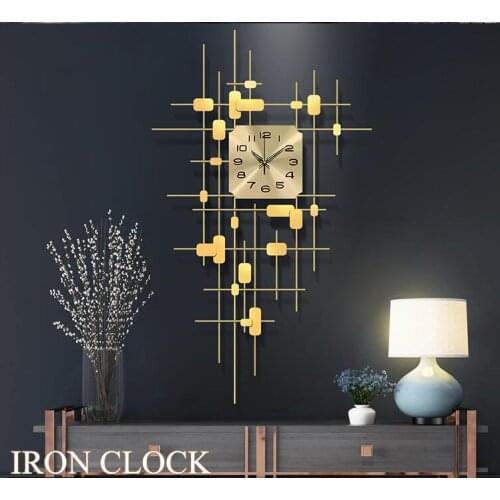 Simple Modern Wrought Iron Clock Wall Hanging Decoration Home Livingroom Wall Sticker Ornaments Hotel Office Wall Mural Crafts