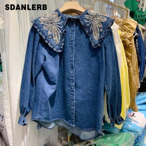 Женские джинсовые рубашки SDANLERB China At AliExpress
