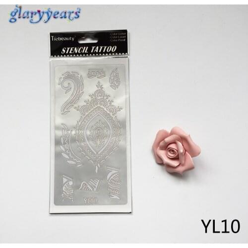 1 PC Sexy Stencil for Henna Tattoo Stencil YL10 Women Body Art Painting Template Mehndi Airbrush Glitter Temporary Flower Tattoo