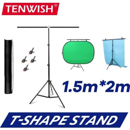 TENWISH T-Shape 2m Vinyl Backdrop Stand PVC Background Support System for Chroma Key Green Screen Still Life Product Shooting