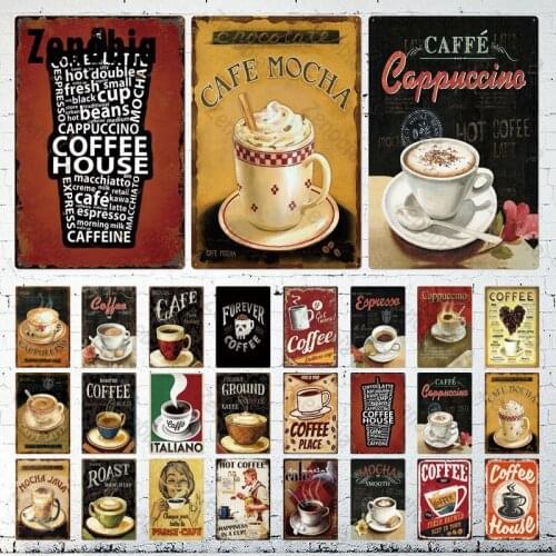 Vintage Coffee Sign Metal Sign Plaque Metal Poster Wall Decoration for Coffee Bar Kitchen Restaurant Retro Tin Sign Metal Poster