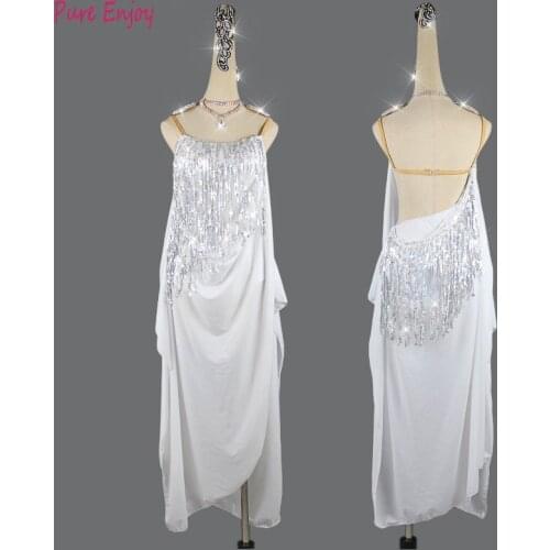 Women Latin Dancing Costumes Lycra Net Top Tassel Skirt Salsa Samba Rumba India Ladies Fringe Latin Sequins Dance Dress