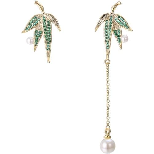 ONYSS Earrings 2021 Trend Monstera Leaf Chain Shape Fashion Korean Luxury Jewelry Long Statement Drop Dangle Earrings for Women