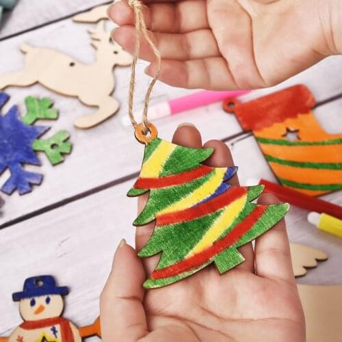 10pcs Blank Wooden Discs Bulk Cutouts Crafts Natural Wood Hanging Ornaments With Twines For Home Party Christmas Decoration