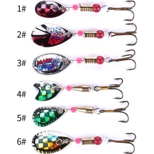 10PCS Fish hook Rotating Metal Bright Fish Hook Bait Rotating Iron Piece Sequins Jigs Hooks Artificial Bait Trout Bass Lure