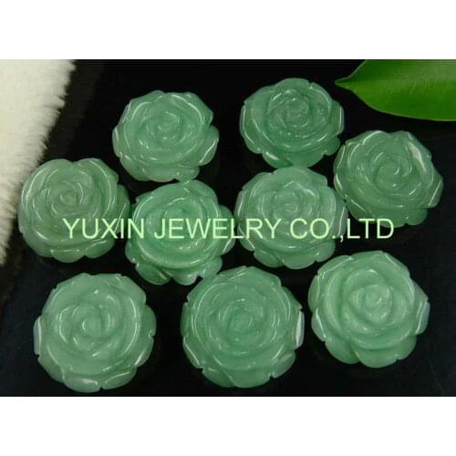 5pcs/lot Natural Green Aventurine Carved Rose Pendant Gem-Stone Flower Pendant Figurine Lucky Jewelry for Girl Gift RP05