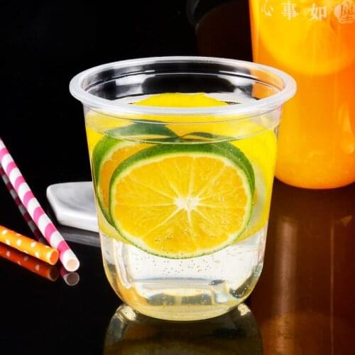 50 sets Net red 90mm caliber plastic cup disposable milk tea cup packaging juice fruit yogurt pudding drinking cups and lids