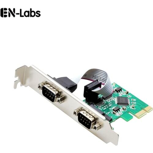 En-Labs 2 Port RS-232 RS232 DB9 Serial COM to PCI-E PCI Express Card Controller Adapter Converter w/ Full Profile Bracket