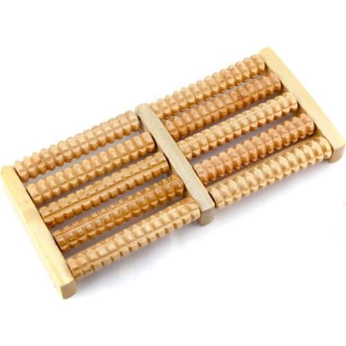 Wooden Dual Foot Acupuncture Massager Roller Ball Relieve Plantar Fasciitis Stress Heel Arch Pain Shiatsu Acupressure Relaxation
