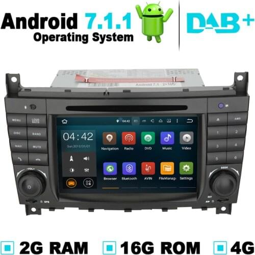 Android 7.1 Auto DVD Radio Player GPS Audio Video Player Stereo For Mercedes C Class W203 for Mercedes CLK Class W209 DAB