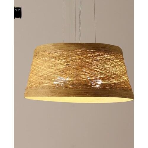 White Yellow Wicker Rattan Lampshade Pendant Light Fixture Nordic Country Hand-woven Craft Lamp Design E27 E26 Bulb 110V 220V