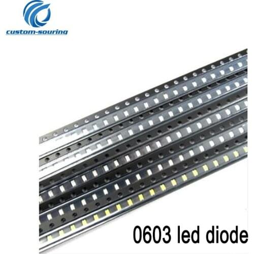 Free Shipping Original 50pcs SMD Led Diode 0603 Super Bright SMD light-emitting diode LED Chip EVERLIGHT