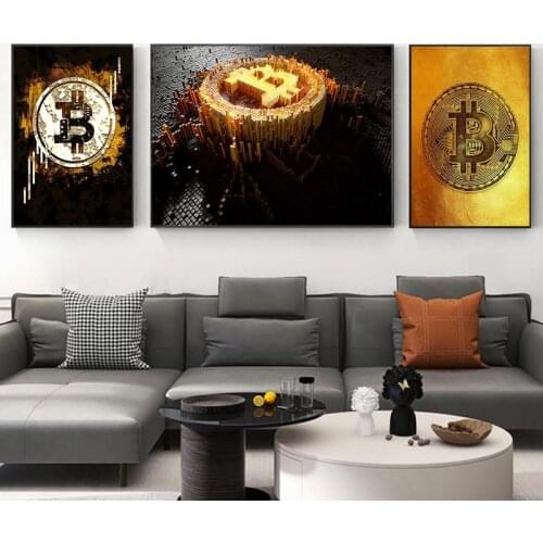 Bitcoin Abstract Creative Painting Print Canvas Painting Modern Posters and Prints Wall Art Pictures Home Decoration