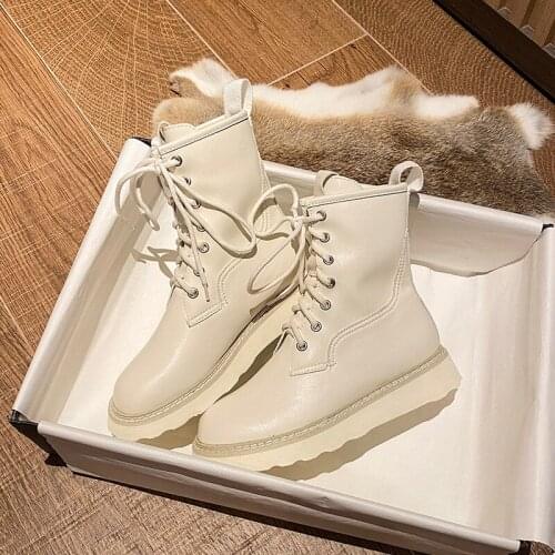 Martin Boots Womens Summer Thin Strap British Wind-thick-bottomed locomotive Rider Short Boots with flat-bottomed white boots