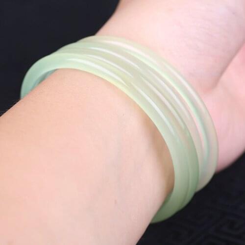 Super fine natural Grape green agate chalcedony bracelet Iced jade bracelet female agate classical elegant multi-ring bracele