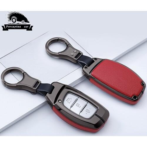Zinc alloy leather Car Key Case Keychain Cover For Hyundai Elantra Tucson Mistra Verna Sonata i10 i20 i30 IX25 IX35 Smart Keys
