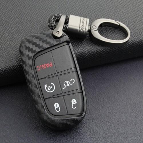 For Jeep MP WK2 BU Key Case Carbon Fiber Pattern Protective Case Key Case for Dodge Chrysler