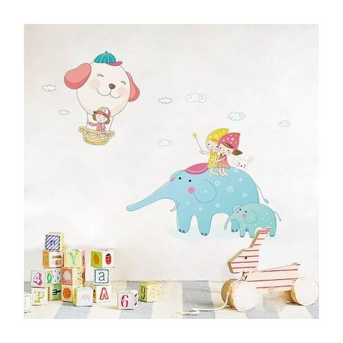 DIY Cartoon Elephant Kids Room Decoration PVC Wall Sticker Animal Posters and Prints Painting for Baby Bedroom Nursery Art