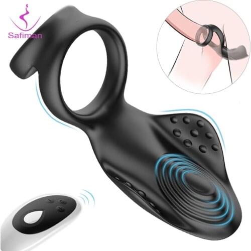 Dual Ring Penis Vibrator for Men Cock Ring Prostate Remote Control Massager Chastity Belt Lock Ring Sex Toys for Men Masturbator