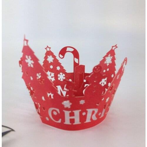 Kimisohand New Hot Sale Christmas Lace Laser Cut Cupcake Wrapper Liner Baking Cup Muffin Cup DIY Cake Free Shipping