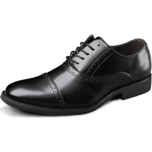 Leather Business Men Dress Shoes Lace Up Men Formal Suits Shoes Groom Wedding Shoes Oxfords England Trend Men Loafers Plus Size