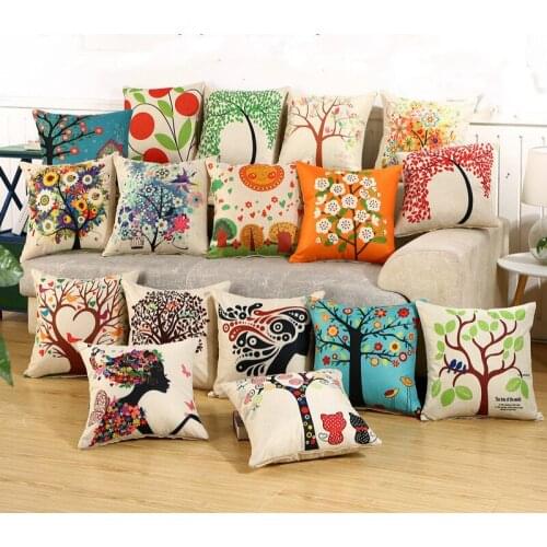 Cartoon Creative Tree Beauty Pattern Fluffy Pillowcase Sofa Casual Coffee Decoration Cushion Cover Home Accessories 45x45cm