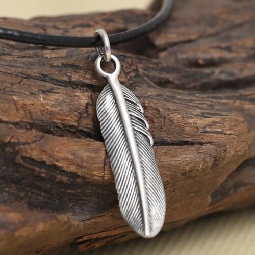 Silver feather necklace Pendant men women S925 Sterling Silver Pigeon feath pendant chinese style design peace pendant Jewelry