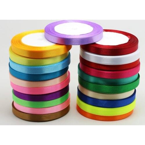 Hot saling 1roll/lot (25yards/roll) 10mm Silk Satin Ribbon For Wedding party cake Gift Decoration DIY Craft Wrapping Supplies