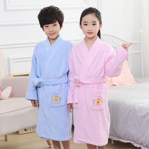 Childrens Bathrobes Kids Kimono Pajamas Child Boys Fleece Warm Bathrobes Nightgowns Clothing Set Cartoon Sleepwear 2-10year