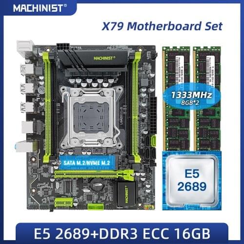 MACHINIST X79 motherboard LGA 2011 kit set with xeon E5 2689 and DDR3 ECC 16G(2*8G) RAM surppot SATA M.2 NVME M.2 X79-V2.82H