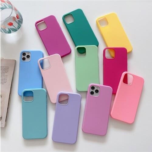 Candy Solid Color Material Soft Matte Phone Case for iPhone 12 Pro Max 12 Mini 11 Pro Max 6 6s Plus 7 8 X XS Max XR SE 2020